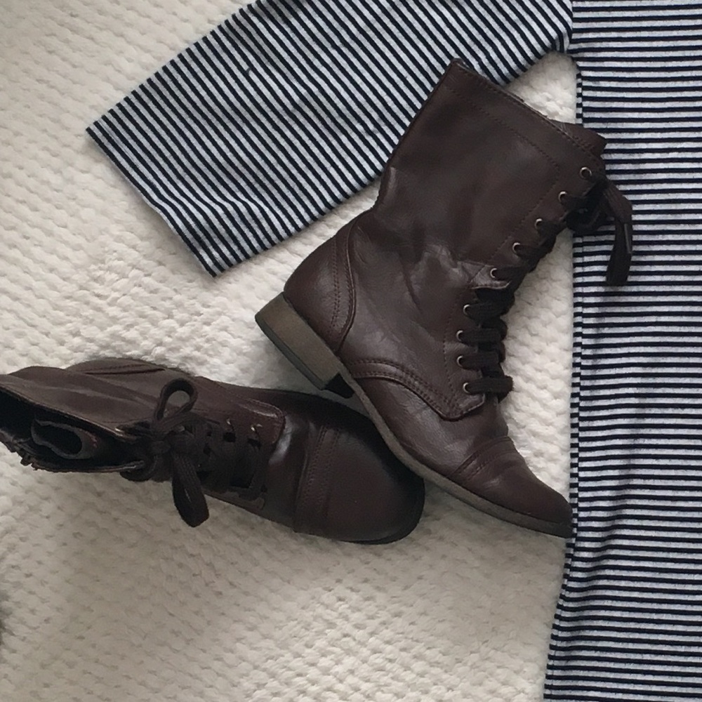 brown combat boots
